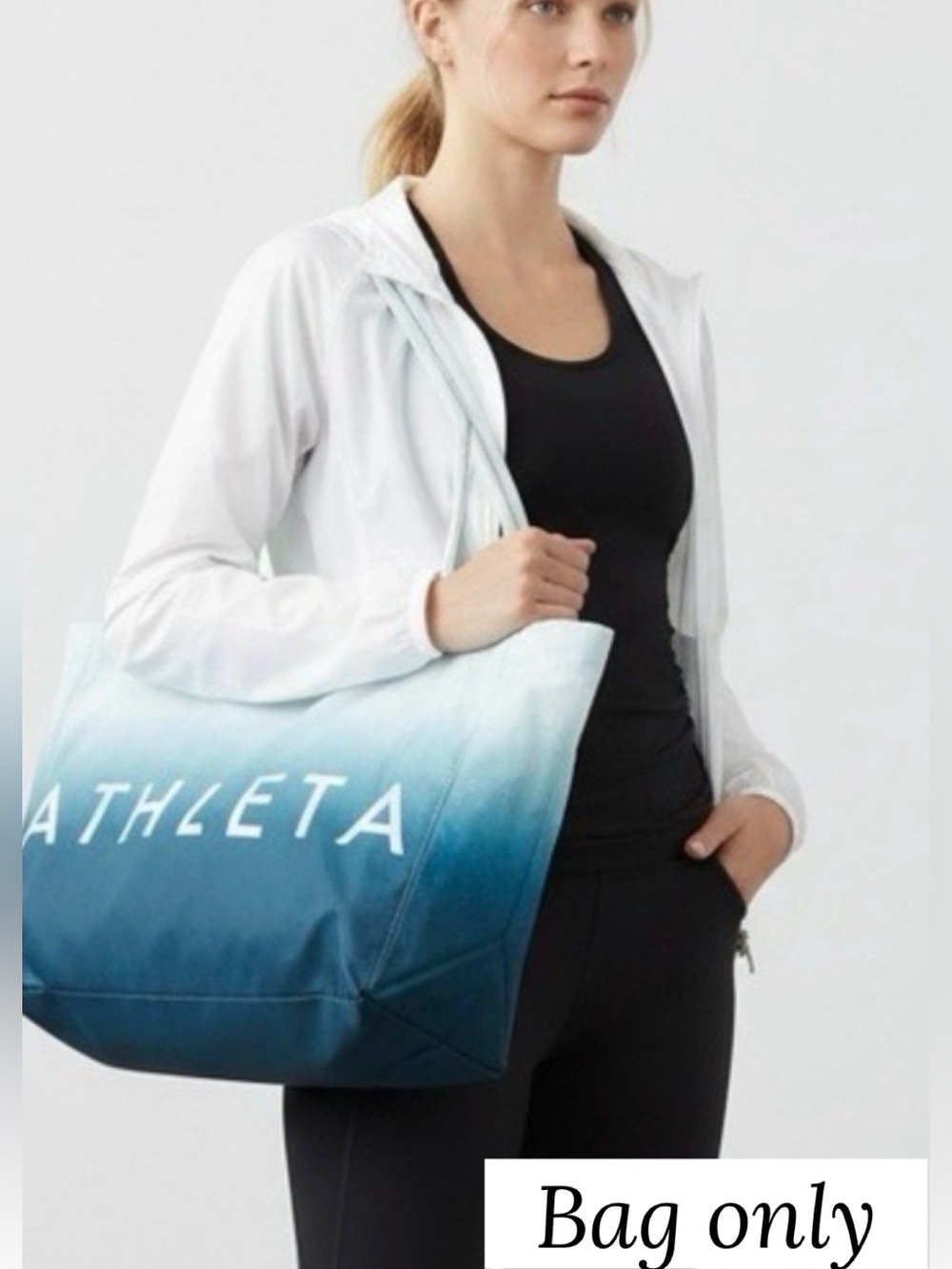 athleta Canvas Tote bag ombré shades of blue